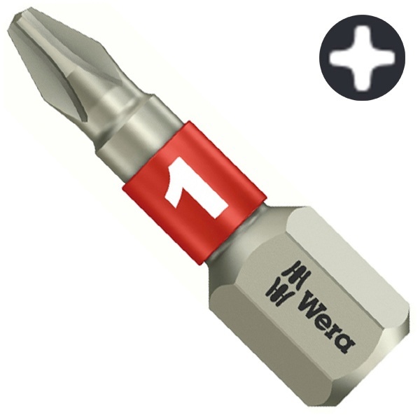 Бита Wera крестовая из нержавеющей стали PH1 x 25mm 3851/1 TS