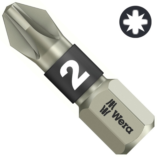 Бита Wera крестовая из нержавеющей стали PZ2 x 25mm 3855/1 TS