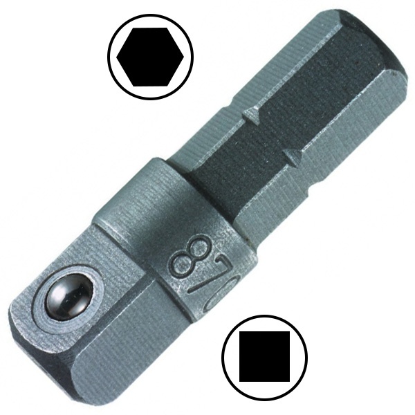 Переходник Wera с шестигранника 1/4 дюйма на квадрат для торцевых головок 1/4 дюйма, 25mm 870/1