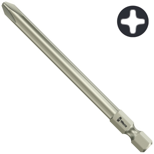 Бита Wera крестовая из нержавеющей стали PH2 x 89mm 3851/4 TS