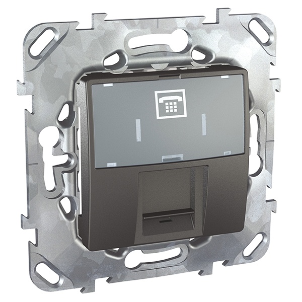 Телефонная розетка 1хRJ12 (6 контактов) SE Unica Top, графит