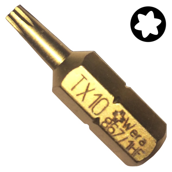 Бита Wera звездочка TORX HF TX 10 x 25mm с фиксирующей функцией 867/1 Z