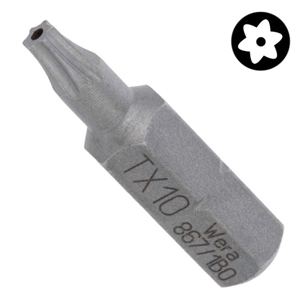 Бита Wera звездочка с отверстием TORX BO TX 10 x 25mm 867/1 Z