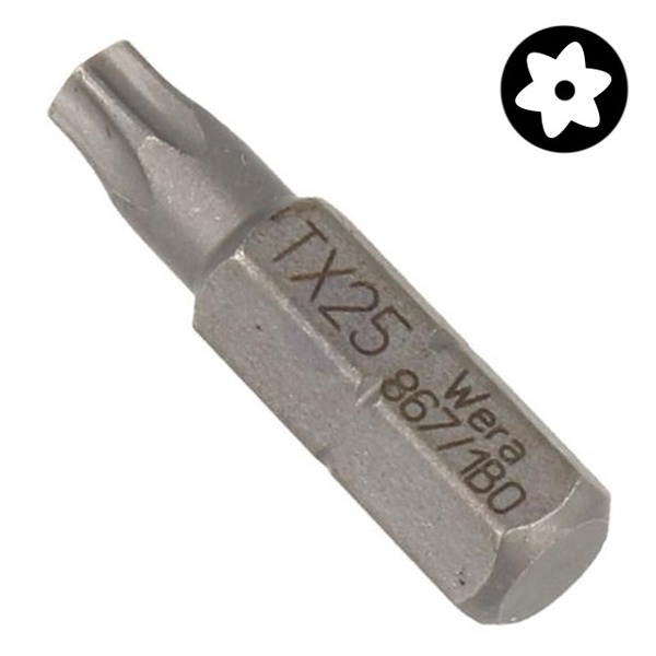Бита Wera звездочка с отверстием TORX BO TX 25 x 25mm 867/1 Z