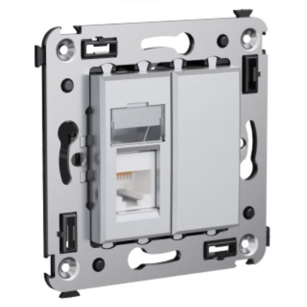 Компьютерная розетка RJ-45 в стену DKC Avanti кат.5e одинарная, закаленная сталь