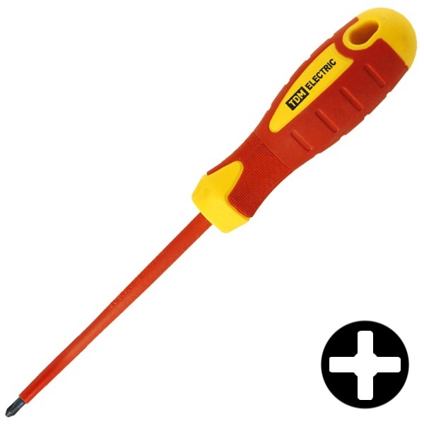Отвертка TDM крестовая диэлектрическая PH1x80 ЭкспертЭлектрик VDE 1000В