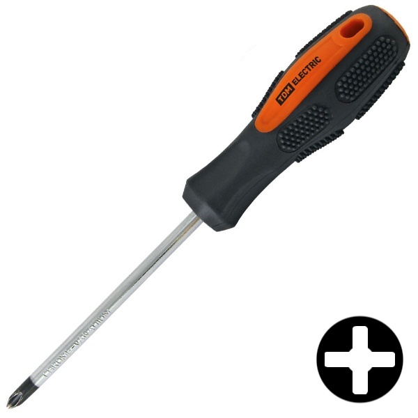 Отвертка TDM крестовая phillips CR-V тип PH2x100, серия Алмаз