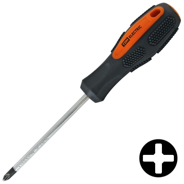 Отвертка TDM крестовая phillips CR-V тип PH2x150, серия Алмаз