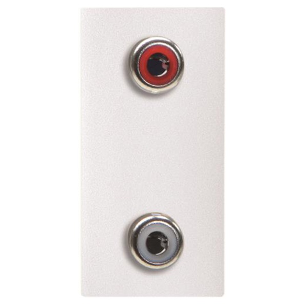 Механизм 2xRCA разъёма, красный+белый, 1-модульный, ABB Zenit, альпийский белый (N2155.2 BL)