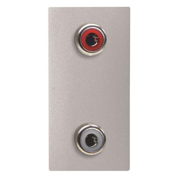 Механизм 2xRCA разъёма, красный+белый, 1-модульный, ABB Zenit, серебристый (N2155.2 PL)