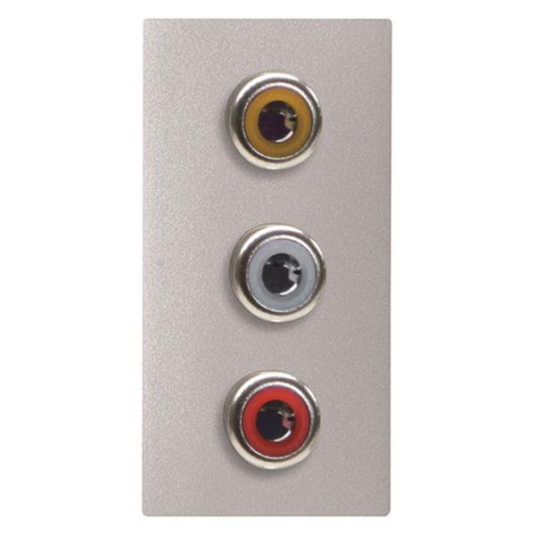 Механизм 3xRCA разъёма красный+белый+жёлтый 1-модульный ABB Zenit, серебристый (N2155.3 PL)