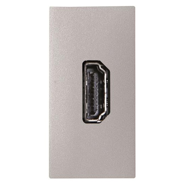 Механизм HDMI разъёма тип А с безвинтовым подключением 1м ABB Zenit, серебрист (N2155.6 PL)