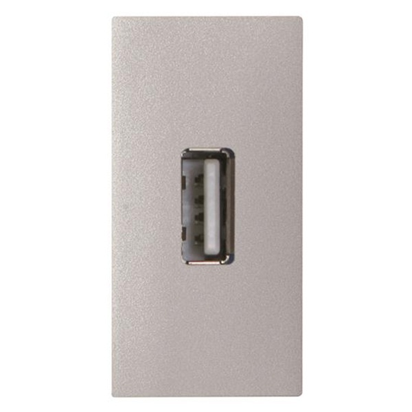 Механизм USB тип А с USB разъёмом мама на тыльной стороне 1м ABB Zenit, серебристый (N2155.9 PL)