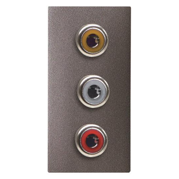 Механизм 3xRCA разъёма красный+белый+жёлтый 1-модульный ABB Zenit, антрацит (N2155.3 AN)