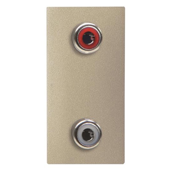 Механизм 2xRCA разъёма, красный+белый, 1-модульный, ABB Zenit, шампань (N2155.2 CV)