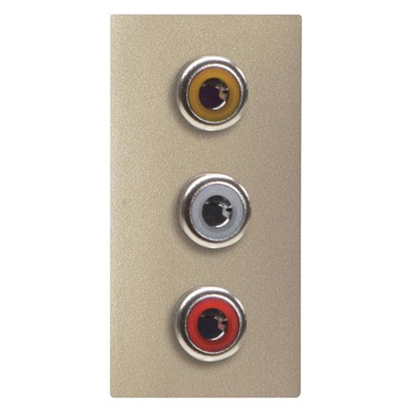 Механизм 3xRCA разъёма красный+белый+жёлтый 1-модульный ABB Zenit, шампань (N2155.3 CV)