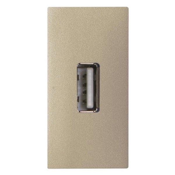 Механизм USB разъёма тип А с USB разъёмом мама на тыльной стороне 1м ABB Zenit, шампань N2155.9 CV