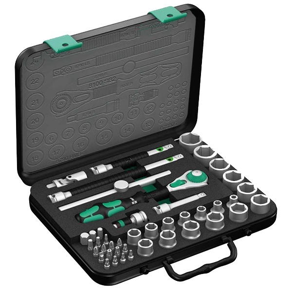 Комплект инструментов с трещоточным ключом 3/8 дюйма Вера из 43 предметов Zyklop Speed