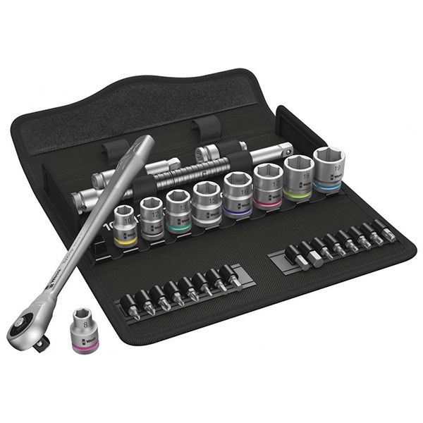 Набор с трещоткой, сдвижной квадрат, привод 3/8 дюйма, метрический, 29 предмет 8100 SB 7 Zyklop Meta