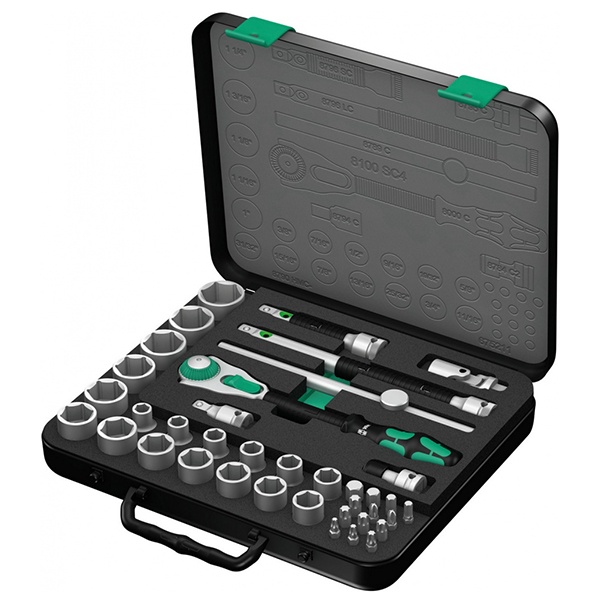 Набор трещоток Zyklop Speed, 1/2 дюйма, 38 предметов 8100 SC 4, в прочном металлическом кейсе