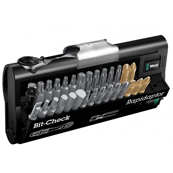 Комплект инструментов Вера с мини-трещоткой 1/4 дюйма из 31 предмета Bit-Check 30 Zyklop Mini 1