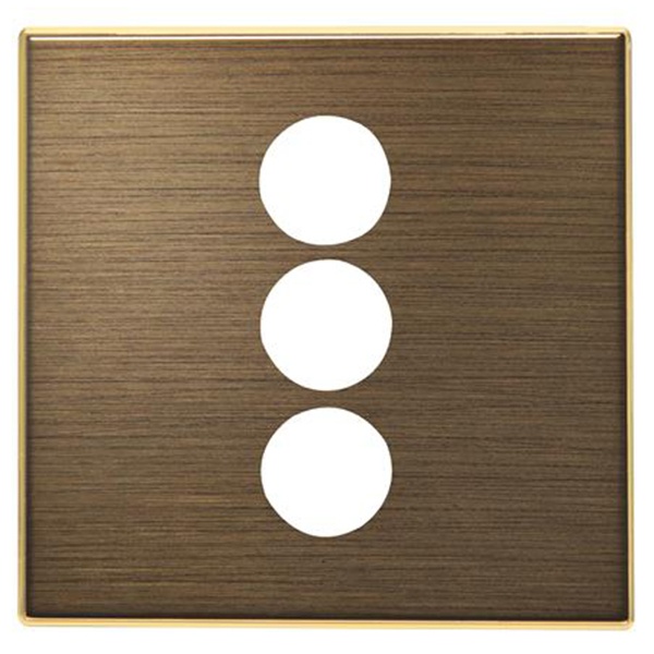 Накладка для механизма 3xRCA разъёма/коннектора ABB SKY, античная латунь (8555.3 OE)