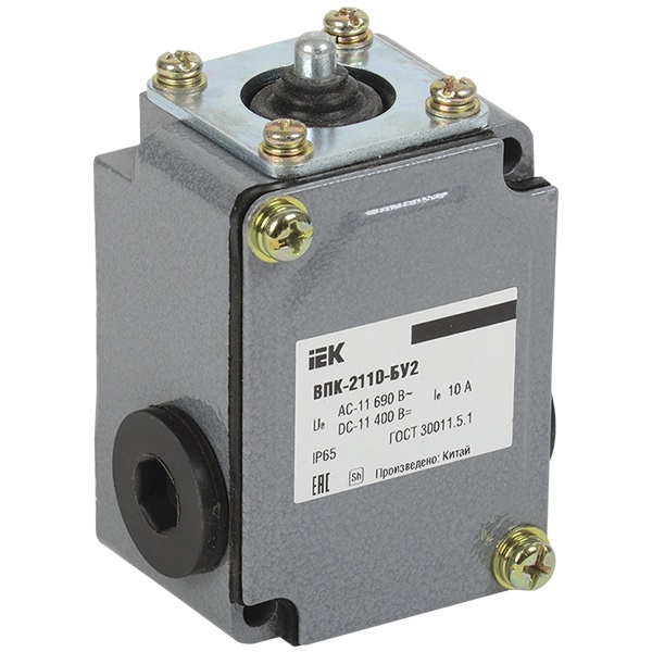 Выключатель концевой ИЭК ВПК-2110-БУ2, с толкателем 1НЗ+1НР, IP65