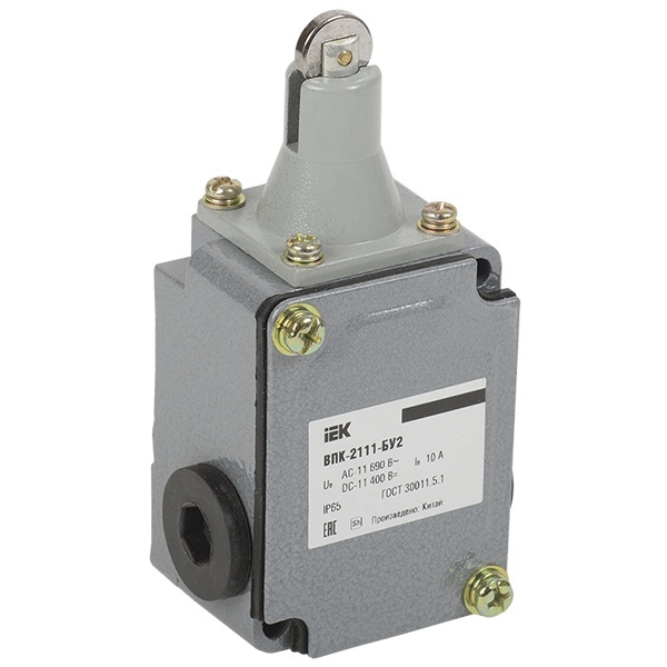 Выключатель концевой ИЭК ВПК-2111-БУ2, толкатель с роликом 1НЗ+1НР, IP65