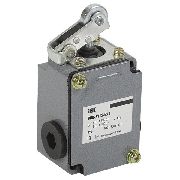 Выключатель концевой ИЭК ВПК-2112-БУ2, рычаг с роликом 1НЗ+1НР , IP65