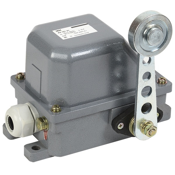 Выключатель концевой ИЭК КУ-701 У1, рычаг с роликом, 2 коммутируемые цепи,10А, IP44, 2 эл. цепи