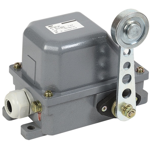 Выключатель концевой ИЭК КУ-703 У1, рычаг с грузом,2 коммутируемые цепи,10А, IP44, 2 эл. цепи, б/п