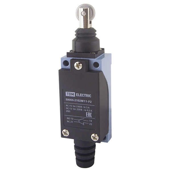 Концевой выключатель компактный TDM ВККН 2102М11 роликовый толкатель 5А 1з+1р IP65