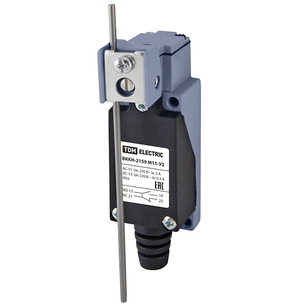 Концевой выключатель TDM ВККН-2159 М11-У2 регулируемый стержень мет. 5А 1з+1р метал. корпус IP65