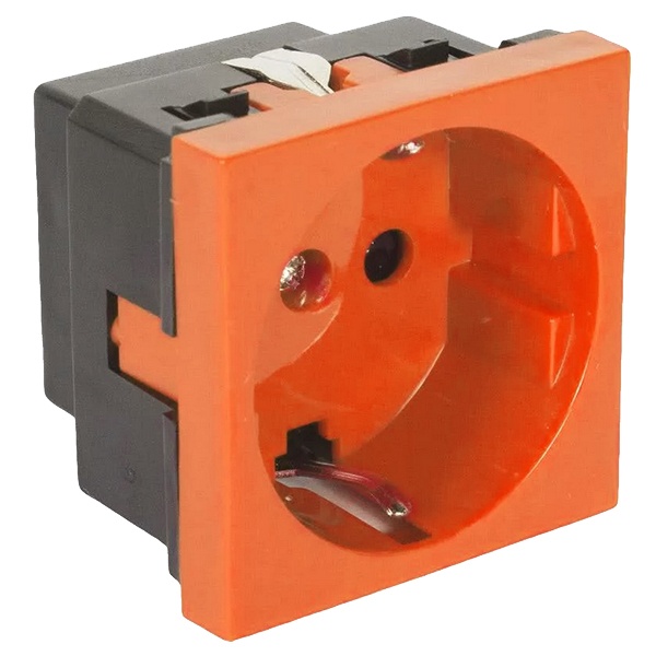 Розетка с з/к, со шторками Экопласт (оранжевый) LK45 ( для выделения чистого питания сети)