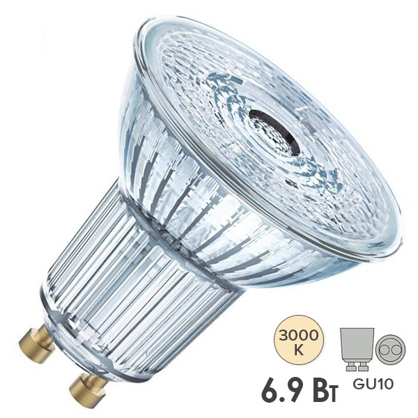 Лампа светодиодная Osram LED VALUE PAR16 6,9W/830 (80W) 3000K 230V GU10 120° 575lm тепло-белый свет