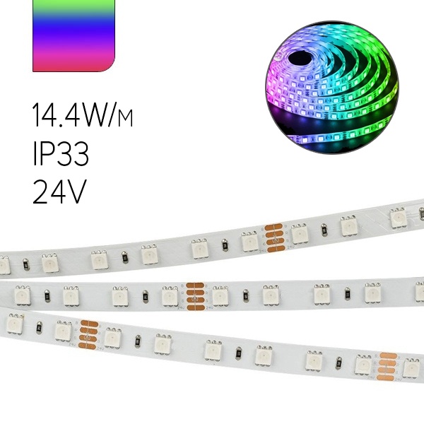 Светодиодная лента ЭРА LS5050-14,4-60-24-33-RGB-5m 5056306044113