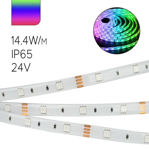 Светодиодная лента ЭРА LS5050-14,4-60-24-65-RGB-5m 5056306044175