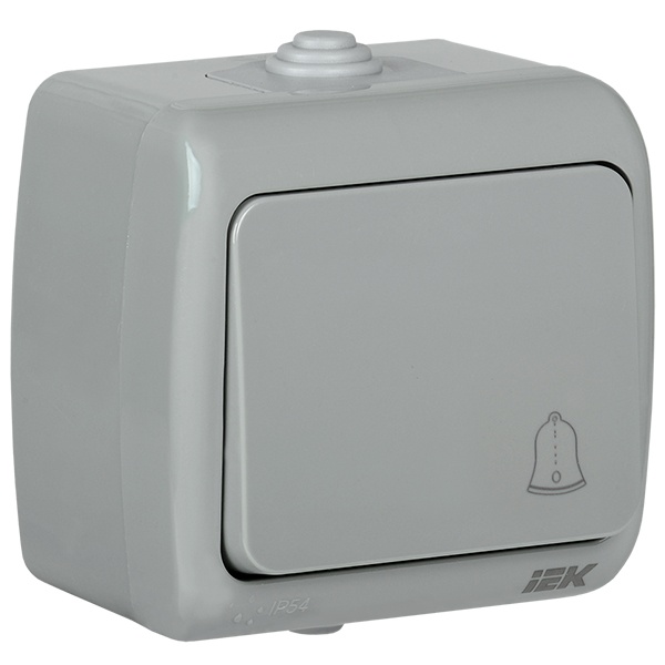 Выключатель 1-клавишный кнопочный для открытой установки Generica Aquatic ВС-20-1-3-А 10А IP54 серый