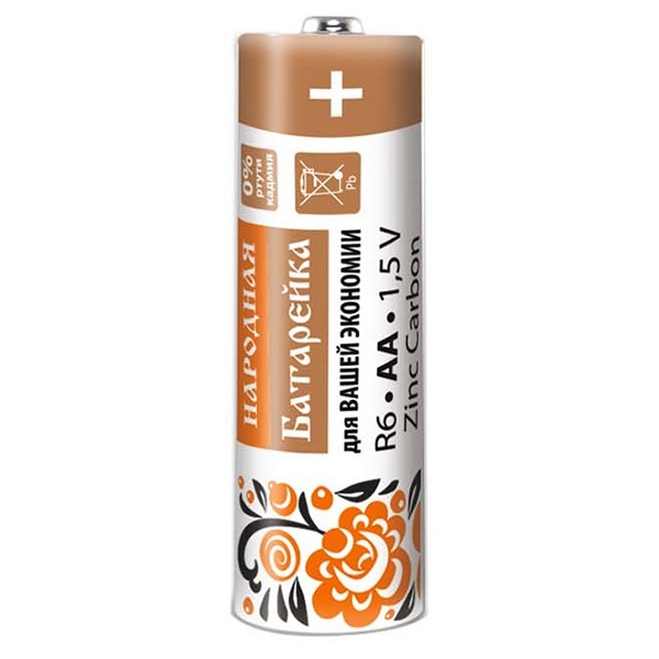 Батарейка AA Народная R6 Zinc Carbon 1,5V SH-4 (упаковка 60 шт)