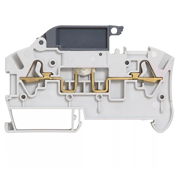 Пружинная клемма Legrand Viking 3 с разъединителем однополюсная 2 проводника 2,5мм шаг 6мм серый