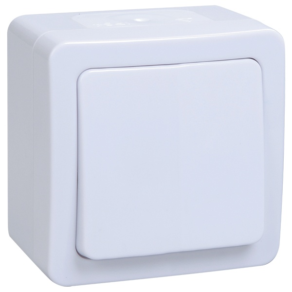 Переключатель 1-клавишный открытой установки ИЭК Гермес Plus ВСп20-1-0-ГПБ IP54 белый