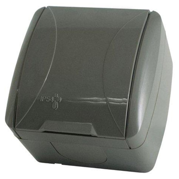 Розетка TDM 2П+3 открытой установки Селигер с крышкой 16А IP54 серый