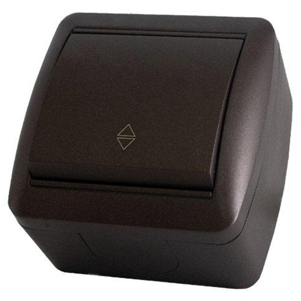 Переключатель одноклавишный TDM открытой установки Селигер 10А IP44 шоколад