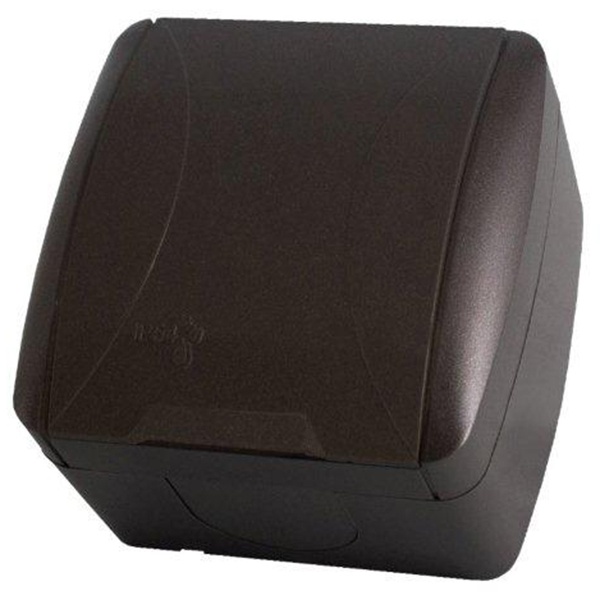 Розетка TDM 2П+3 открытой установки Селигер с крышкой 16А IP54 шоколад