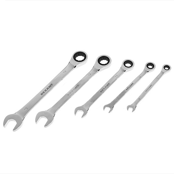 Набор ключей Rexant комбинированных трещоточных (8, 10, 13, 17, 19 мм), 5 шт., CrV