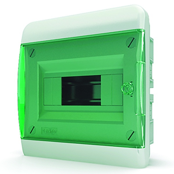 Щит встраиваемый Tekfor BVZ 40-08-1 (1x8) модулей прозрачная зеленая дверца IP41