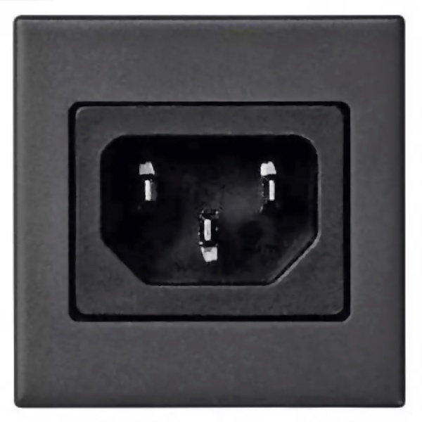 Адаптер с штыревым разъёмом С14, (папа), IEC320, К45, графит