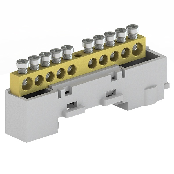 Шина фазная неизолированная  KSN-7-6x9-10 (8х4,5мм+2х5,3мм) 400B 100A серый Tekfor