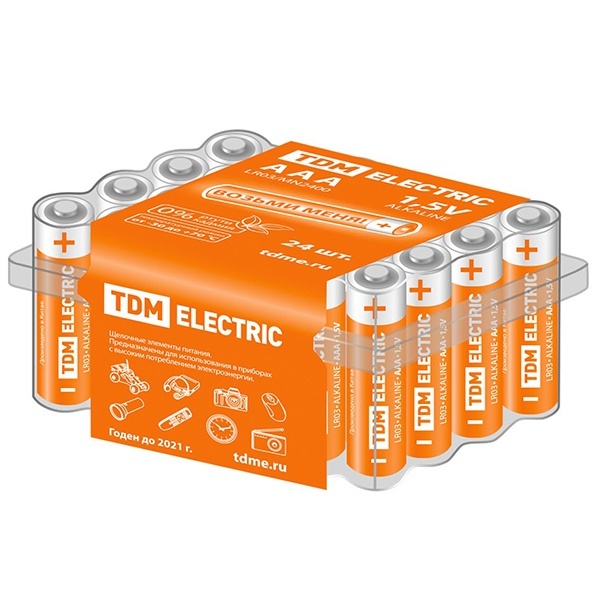 Батарейка TDM AAA LR03 Alkaline 1,5V (упаковка 24шт)