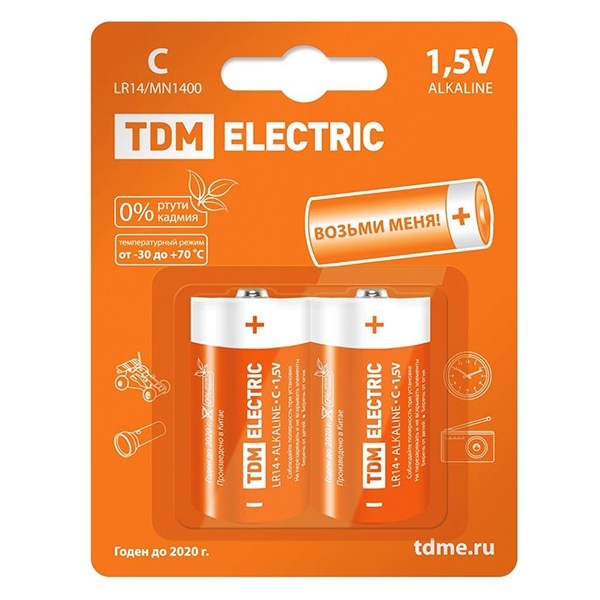 Батарейка TDM C LR14 Alkaline 1,5V (упаковка 2шт)